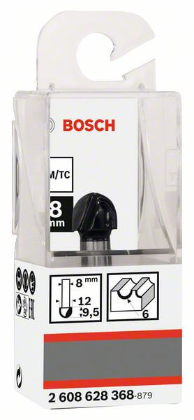 Bosch Hohlkehlfräser, 8 mm, R1 6 mm, D 12 mm, L 9,2 mm, G 40 mm