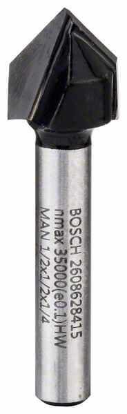 Bosch V-Nutfräser, 1/4 Zoll, D1 12,7 mm, L 12,7 mm, G 45 mm, 90°