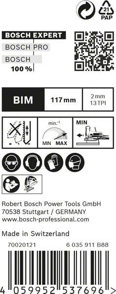 Bosch EXPERT ‘Hardwood 2-side clean’ T 308 BF Stichsägeblatt, 25 Stück. Für Stichsägen