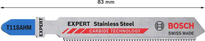 Bosch EXPERT ‘Stainless Steel’ T 118 AHM Stichsägeblatt, 3 Stück. Für Stichsägen