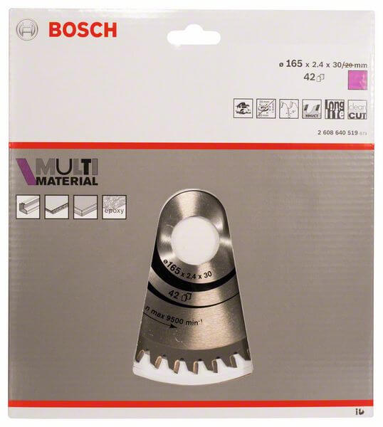 Bosch Kreissägeblatt Multi Material, 165 x 30 x 2,4 mm, 42