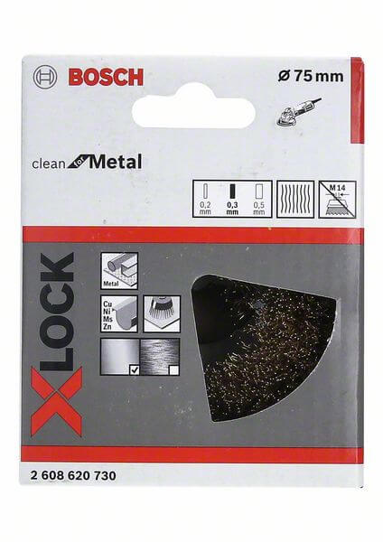 Bosch X-LOCK Topfbürste 75 mm, gewellte Messingbürsten