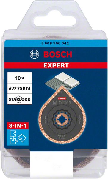 Bosch EXPERT 3 max AVZ 70 RT4 Platte zum Entfernen von Fugen für Multifunktionswerkzeuge, 70 mm, 10 Stück