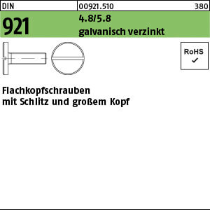 Flachkopfschraube DIN 921 4.8/5.8 M 10 x 20 galv. verzinkt gal Zn VE=S