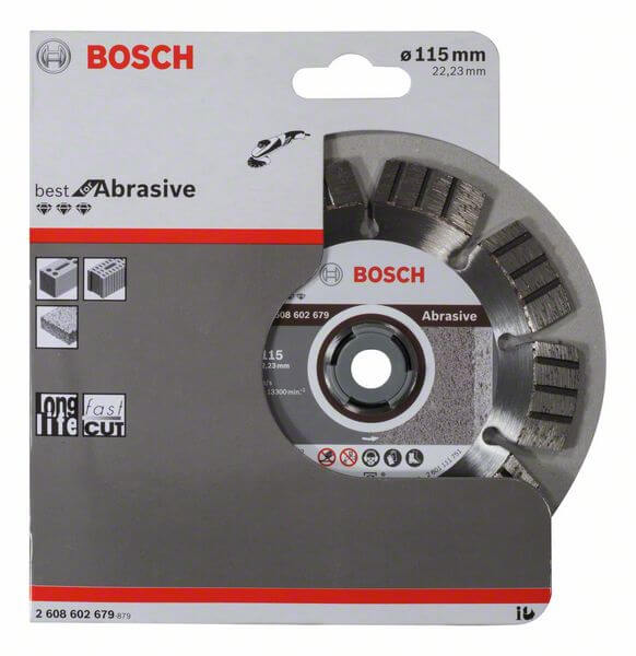 Bosch Diamanttrennscheibe Best for Abrasive, 115 x 22,23 x 2,2 x 12 mm