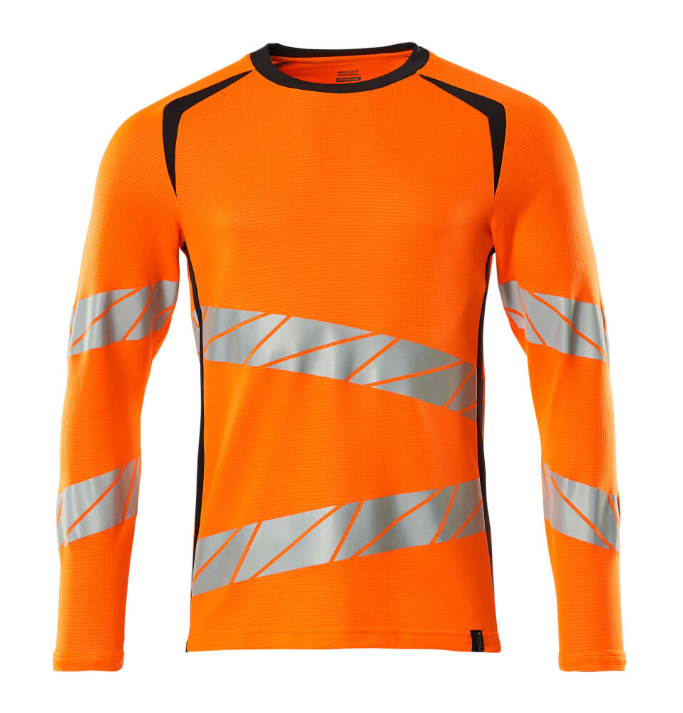Mascot T-Shirt, Langarm, moderne Passform T-shirt Größe XL ONE, hi-vis orange/schwarzblau