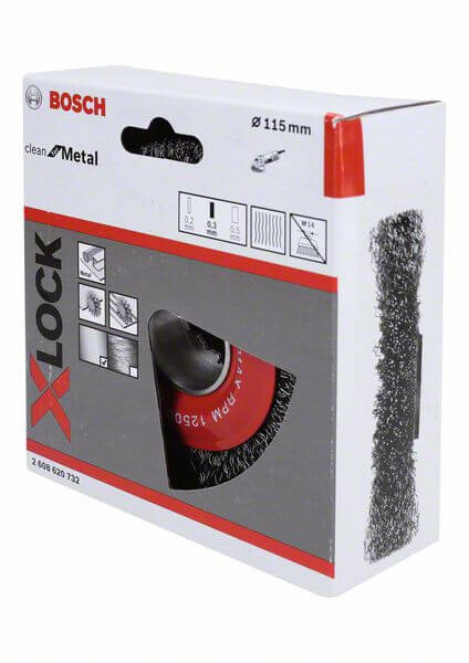Bosch X-LOCK Scheibenbürste 115 mm, gewellter Stahldraht