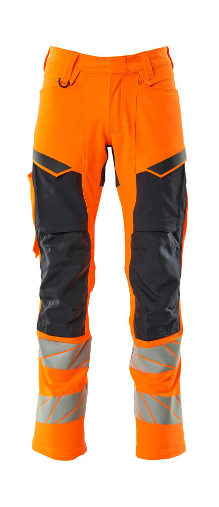 Mascot Hose mit Knietaschen, ULTIMATE STRETCH Hose Größe 90C62, hi-vis orange/schwarzblau