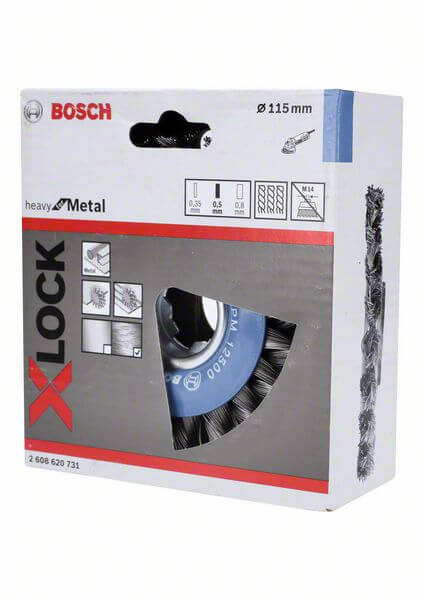 Bosch X-LOCK Scheibenbürste 115 mm, gezopfter Stahldraht