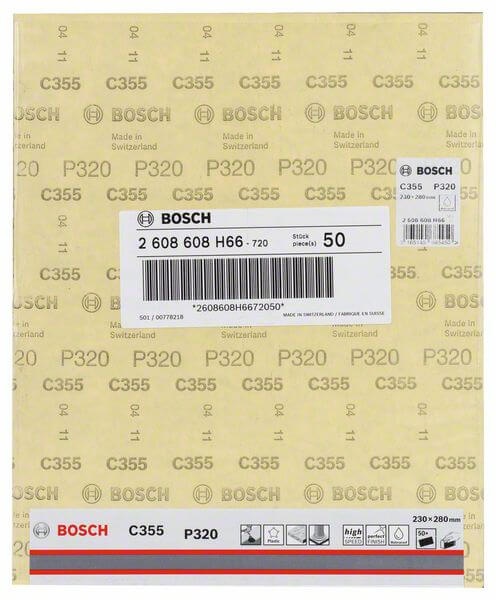 Bosch Schleifblatt C355, Papierschleifblatt, 230 x 280 mm, 320