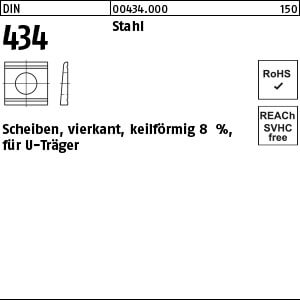 U-Scheibe DIN 434 Stahl / ÜH 26 Neigung 8 % VE=S