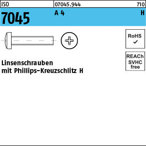 Flachkopfschraube ISO 7045 A 4 M 6 x 60 -H A 2 VE=S