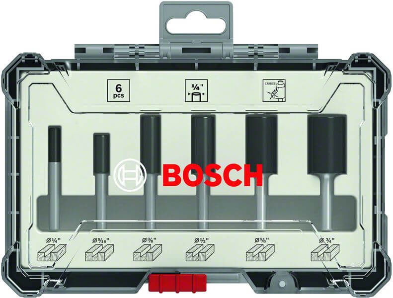 Bosch Fräser-Set, 6-teiliges Nutfräser-Set, 1/4\"-Schaft. Für Handfräsen