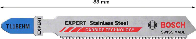 Bosch EXPERT ‘Stainless Steel’ T 118 EHM Stichsägeblatt, 3 Stück. Für Stichsägen