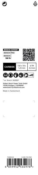 Bosch EXPERT ‘Fiber Plaster’ S 641 HM Säbelsägeblatt, 1 Stück. Für Säbelsägen