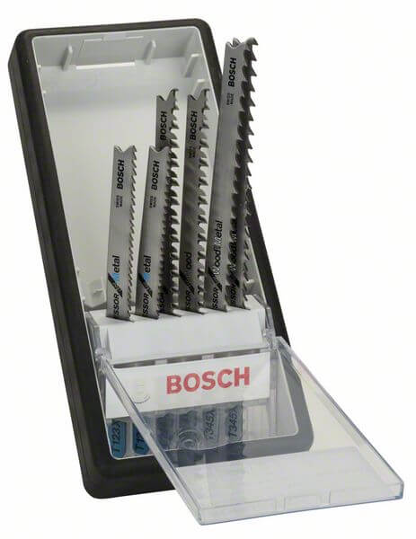Bosch 6-tlg. Stichsägeblatt-Set Wood and Metal, Robust Line, Progressor, T-Schaft