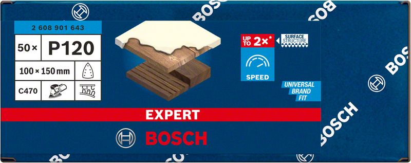 Bosch EXPERT C470 Schleifpapier, 100 x 150 mm, G 120, 50 Stück