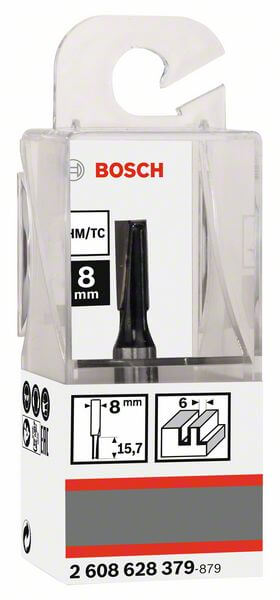 Bosch Nutfräser, 8 mm, D1 6 mm, L 15,7 mm, G 48 mm. Für Handfräsen