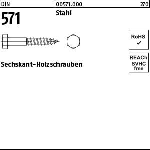 Sechskant-Holzschraube DIN 571 Stahl 10 x 120 VE=S