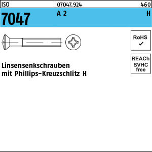 Linsensenkschraube ISO 7047 A 2 M 8 x 60 -H A 2 VE=S
