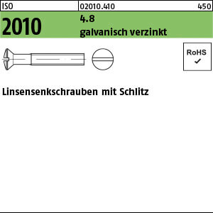 Linsensenkschraube ISO 2010 4.8 M 10 x 50 galv. verzinkt gal Zn VE=K
