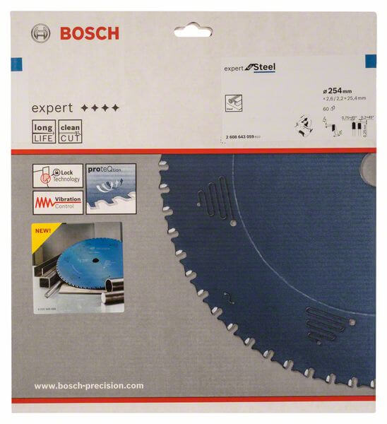 Bosch Kreissägeblatt Expert for Steel, 254 x 25,4 x 2,6 mm, 60