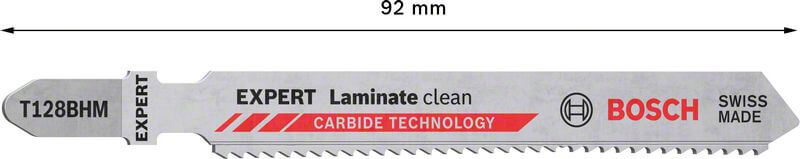 Bosch EXPERT ‘Laminate Clean’ T128 BHM Stichsägeblatt, 3 Stück. Für Stichsägen