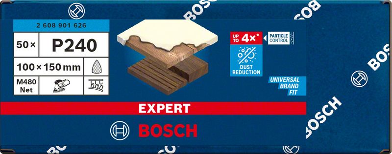 Bosch EXPERT M480 Schleifnetz, 100 x 150 mm, G 240, 50 Stück