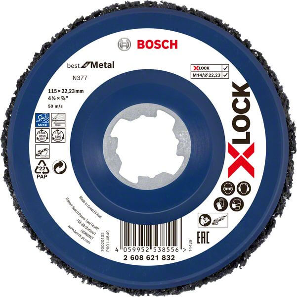 Bosch X-LOCK Reinigungsscheibe N377 Metall, 115 mm, 22,23 mm