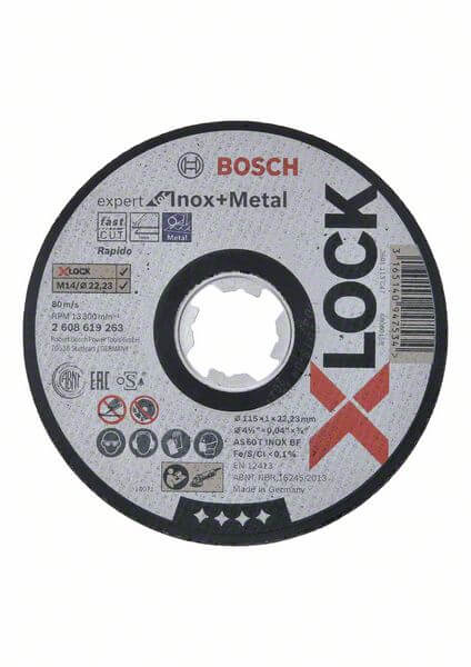 Bosch X-LOCK Expert for Inox+Metal 115 x 1 x 22,23 Trennscheibe gerade