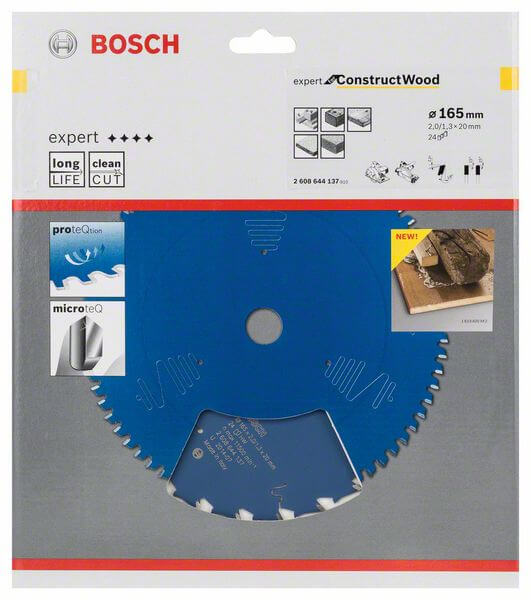 Bosch Kreissägeblatt Expert for Construct Wood, 165 x 20 x 2,0 mm, 24
