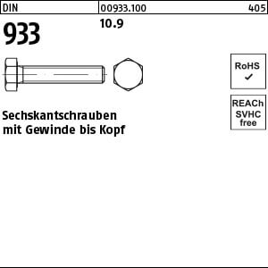 Sechskantschraube DIN 933 10.9 M 6 x 30 VE=K