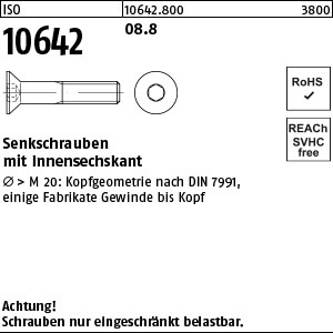 Senkschraube ISO 10642 08.8 M 6 x 30 VE=K