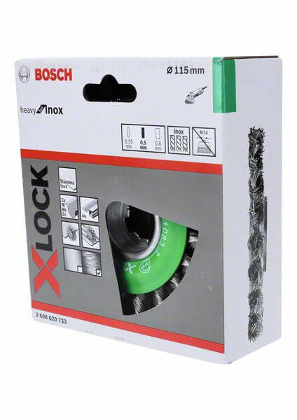 Bosch X-LOCK Scheibenbürste 115 mm, gezopfter rostfreier Stahldraht