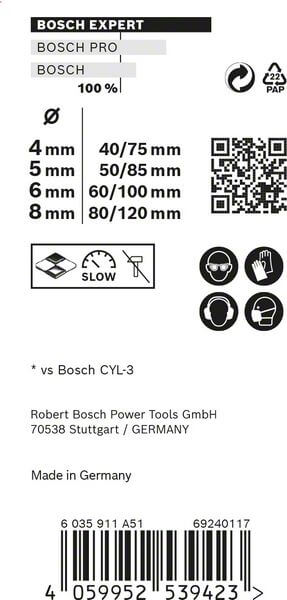 Bosch EXPERT MultiConstruction CYL-9 Bohrer-Set, 4/5/6/8 mm, 4-tlg.