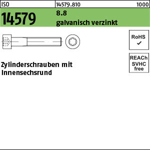Zylinderschraube ISO 14579 8.8 M 8 x 35 galv. verzinkt gal Zn VE=S