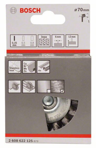 Bosch Scheibenbürste 70 x 0,35 mm, gezopfter rostfreier Stahldraht