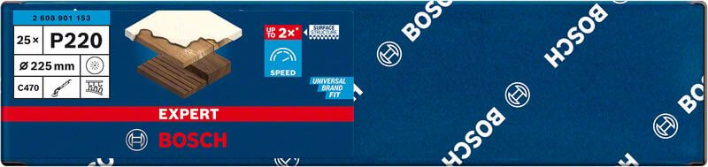 Bosch EXPERT C470 Schleifpapier mit 19 Löchern für Trockenbauschleifer, 225 mm, G 220, 25-tlg.