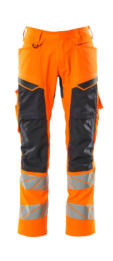 Mascot Hose mit Knietaschen, Stretch-Einsätze Hose Größe 90C62, hi-vis orange/schwarzblau