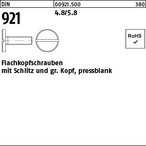 Flachkopfschraube DIN 921 4.8/5.8 M 8 x 20 VE=S