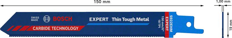 Bosch EXPERT ‘Thin Tough Metal’ S 922 EHM Säbelsägeblatt, 1 Stück. Für Säbelsägen