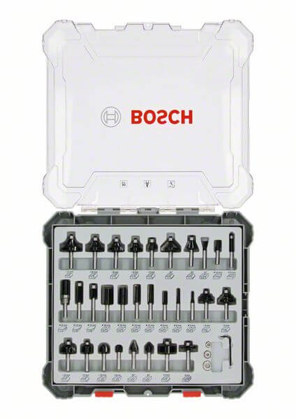 Bosch 30-teiliges Fräser-Set, 6-mm-Schaft. Für Handfräsen