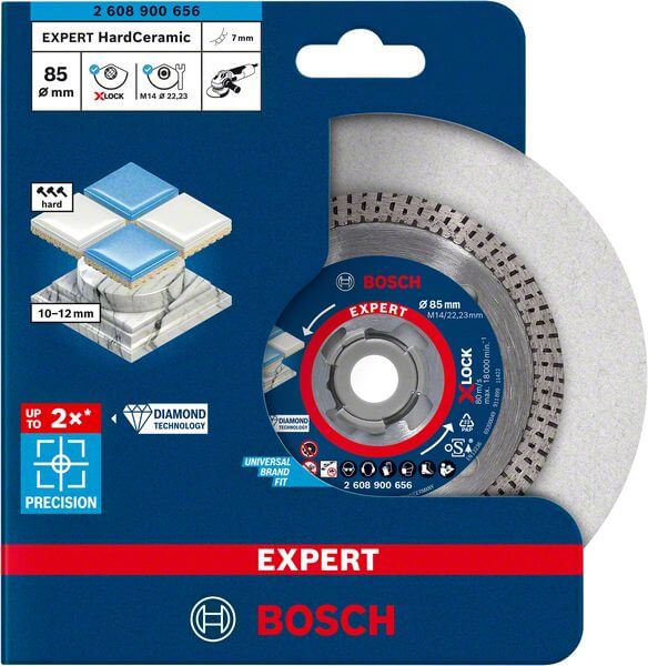 Bosch EXPERT HardCeramic X-LOCK Diamanttrennscheiben, 85 x 22,23 x 1,6 x 7 mm
