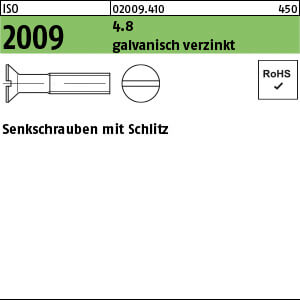 Senkschraube ISO 2009 4.8 M 20 x 70 galv. verzinkt gal Zn VE=K