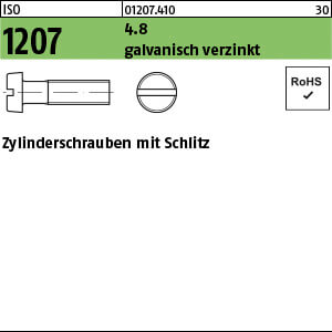 Zylinderschraube ISO 1207 4.8 M 10 x 100 galv. verzinkt gal Zn VE=K