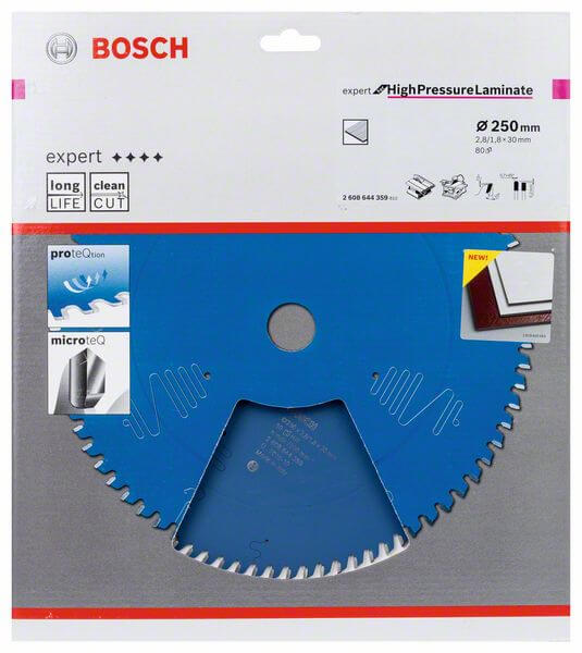 Bosch Kreissägeblatt Expert for High Pressure Laminate, 250 x 30 x 2,8 mm, 80