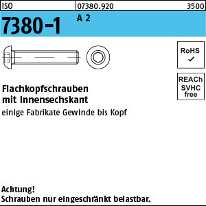Flachkopfschraube ISO 7380 -1 A 2 M 10 x 50 A 2 VE=S