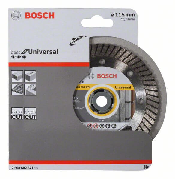 Bosch Diamanttrennscheibe Best for Universal Turbo, 115 x 22,23 x 2,2 x 12 mm