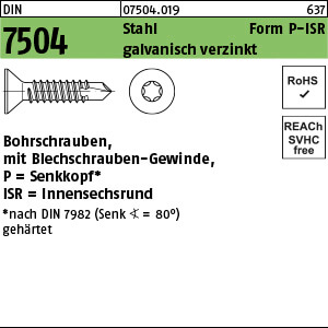 Bohrschraube DIN 7504 Stahl P 6,3 x 80 -T30 galv. verzinkt, SEKO gal Zn VE=S