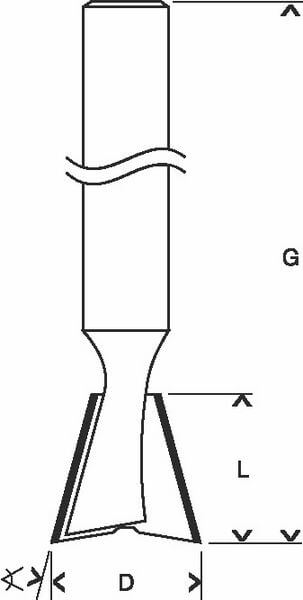 Bosch Zinkenfräser, 8 mm, D1 14 mm, L 14 mm, G 55 mm, 15°